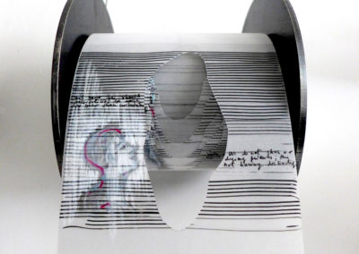 3 To part, mylar, China ink, pastel steel 16X450cm